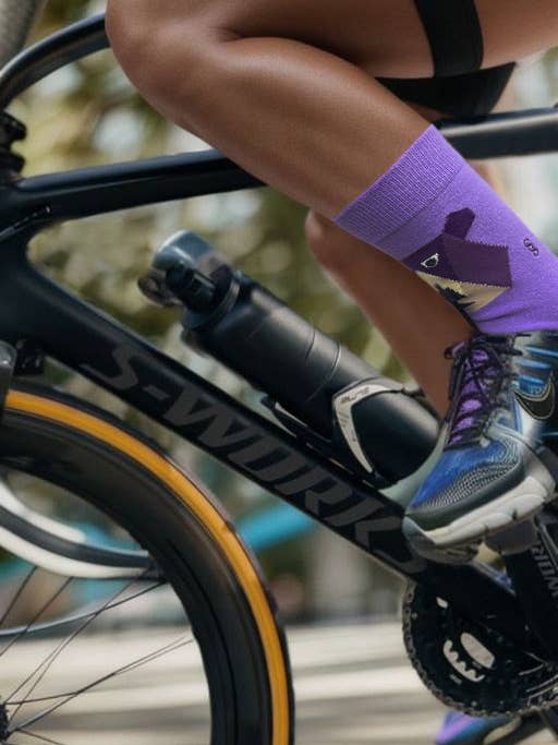 Purple Bear Socks | Semibold Lavender Bear Athleisure Crew Socks for wholesale on Faire4