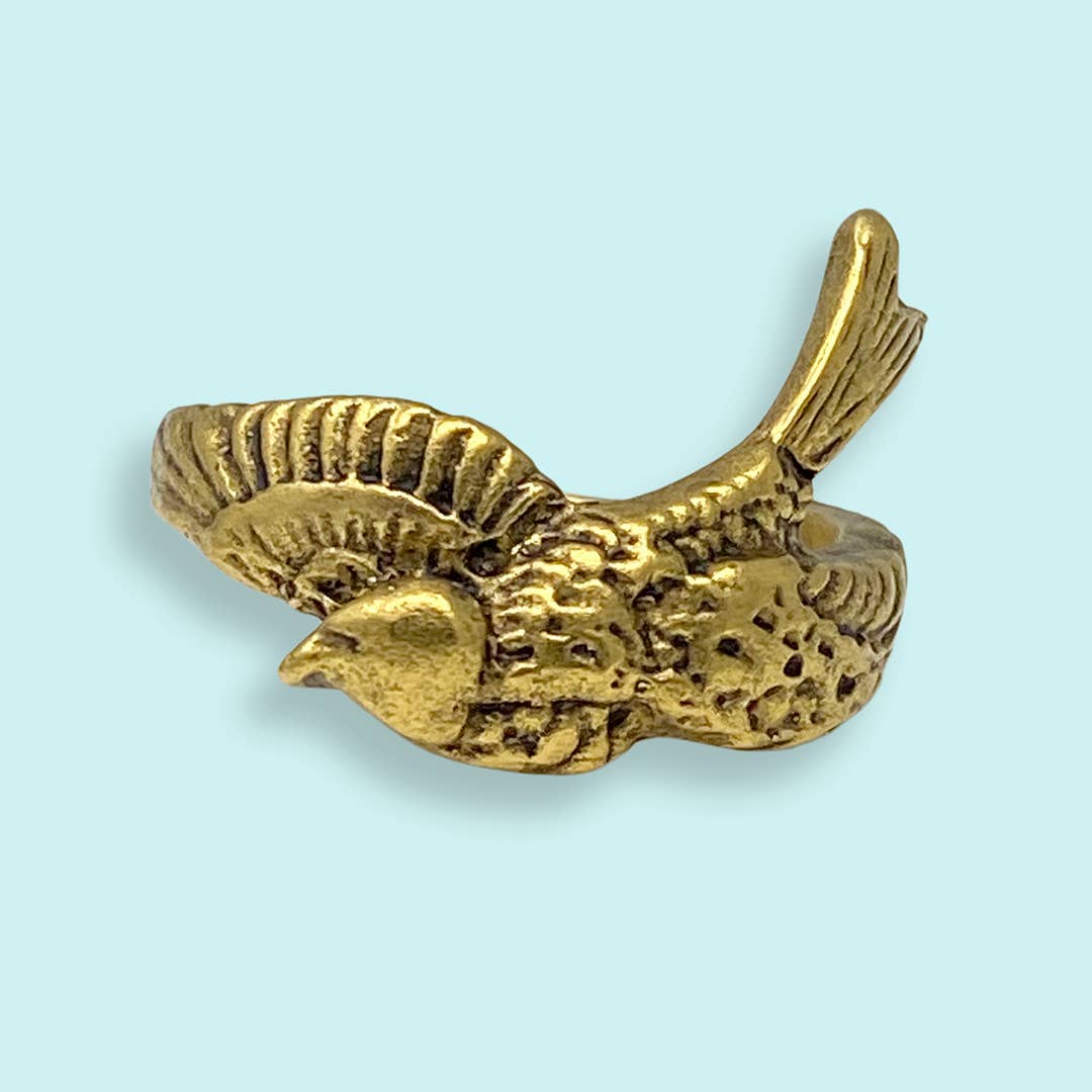 Ornamental Things - Wholesale Band/Stacked Ring - Gold Sparrow Bird Ring0