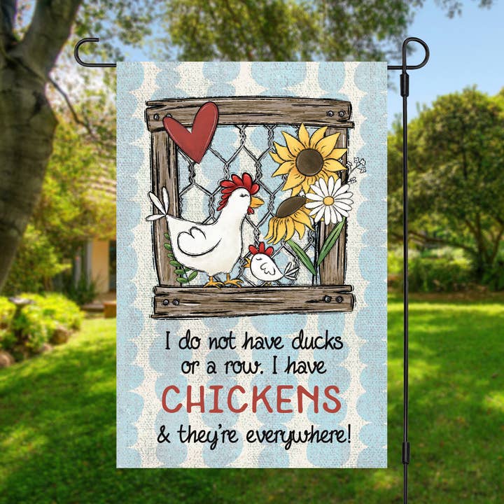 Chickens Everywhere Garden Burlap Flag, RV Outdoor Decor for wholesale by Canary Road