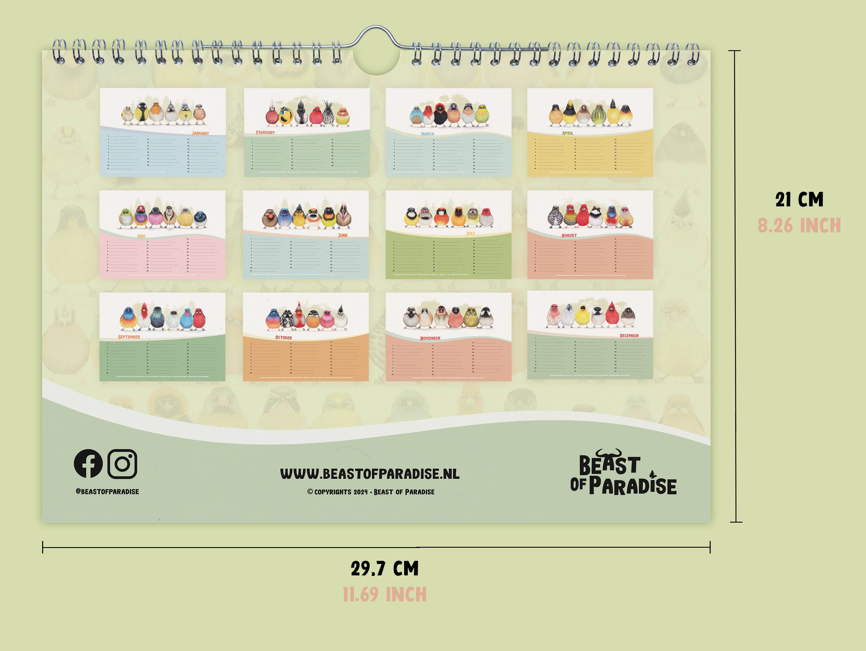 Beast of Paradise - Wholesale Calendar - Birthday Calendar, Perpetual Calendar, Bird Calendar, Animal8