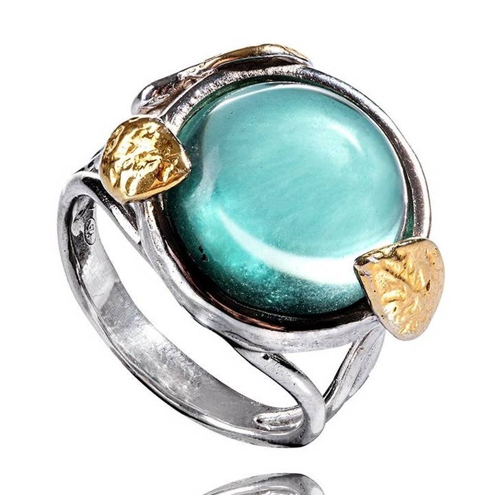Flora ring with bezel for wholesale by Sara Lubrano Gioielli Artigianali