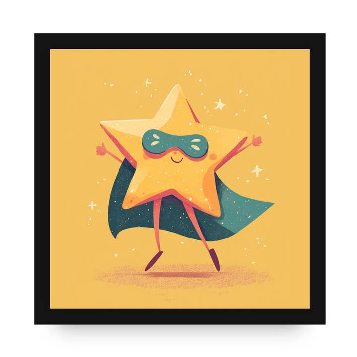 Star Superhero Framed Canvas by Dancing Littles Jungle for wholesale by Dancing Littles Jungle