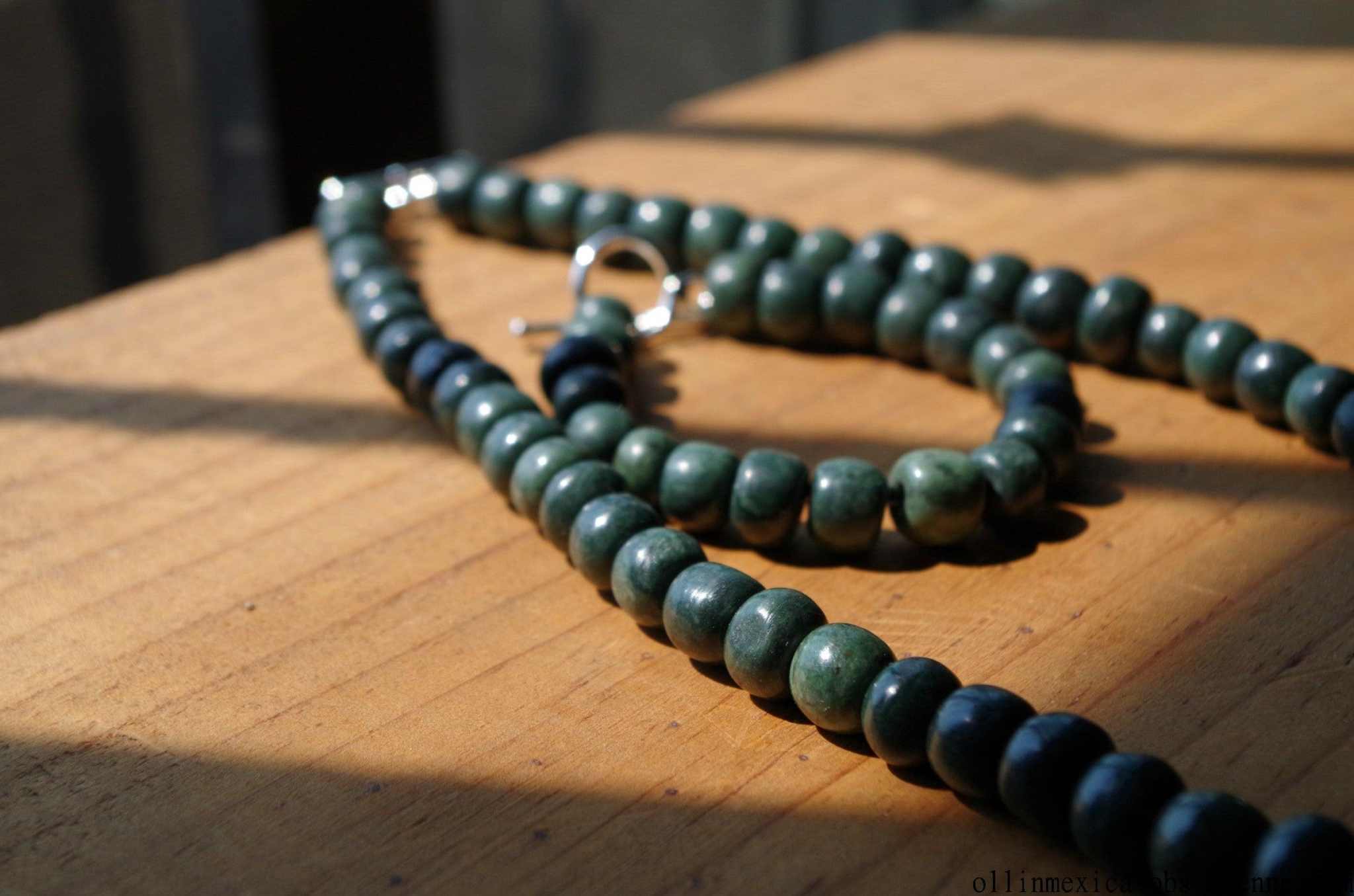 OllinMexica - Vendita all'ingrosso Bracciale con perline - Bracciale Maya come gioielli antichi in giada guatemalteca - Perline verde scuro - Serpentina guatemalteca - Stile precolombiano2