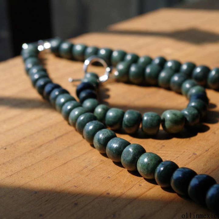 OllinMexica - Vendita all'ingrosso Bracciale con perline - Bracciale Maya come gioielli antichi in giada guatemalteca - Perline verde scuro - Serpentina guatemalteca - Stile precolombiano2