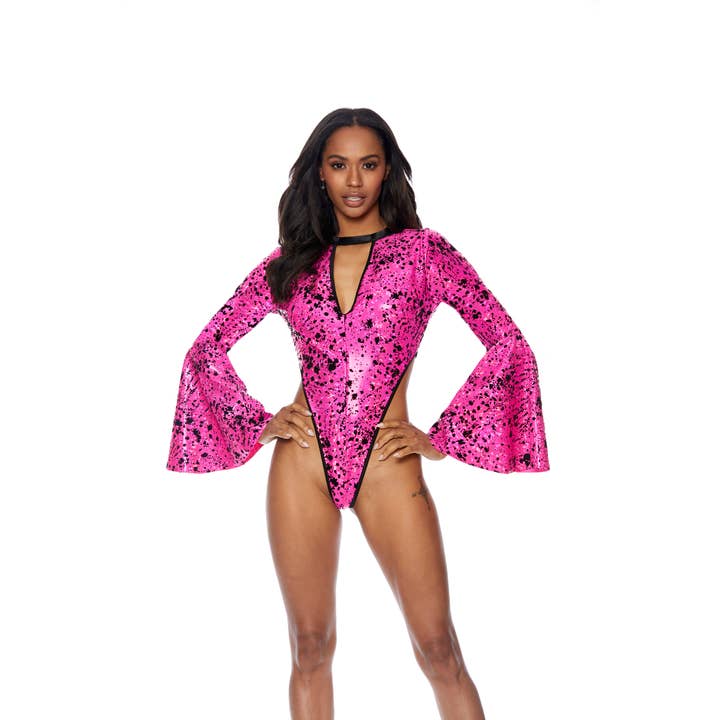 Flocked Hologram Bodysuit for wholesale by Shirley of Hollywood