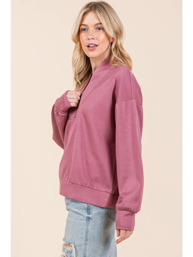 LIME N CHILI - Wholesale Sweatshirt - Women's - 2024 NEW - Scuba Zip Up Loose Long Sleeve Sweatshirt