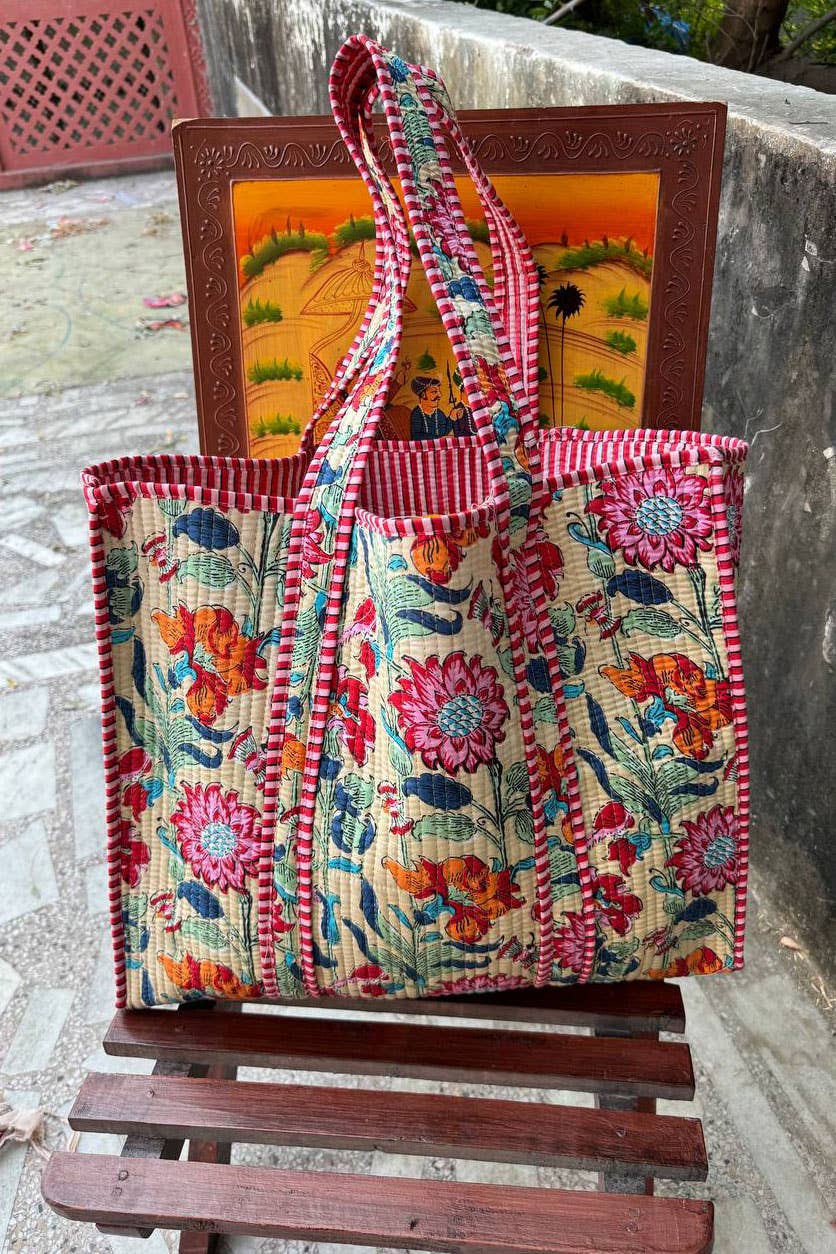 Bhawana Handicrafts - Wholesale Tote Bag - Women's - Floral Print Stylish Bag Indian Cotton Quilted Bag Women Bag2