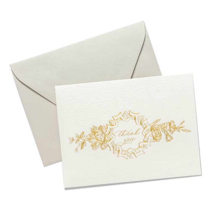 Note di ringraziamento incise | Thank You Flowers per la vendita all'ingrosso da parte di Color Box Design & Letterpress