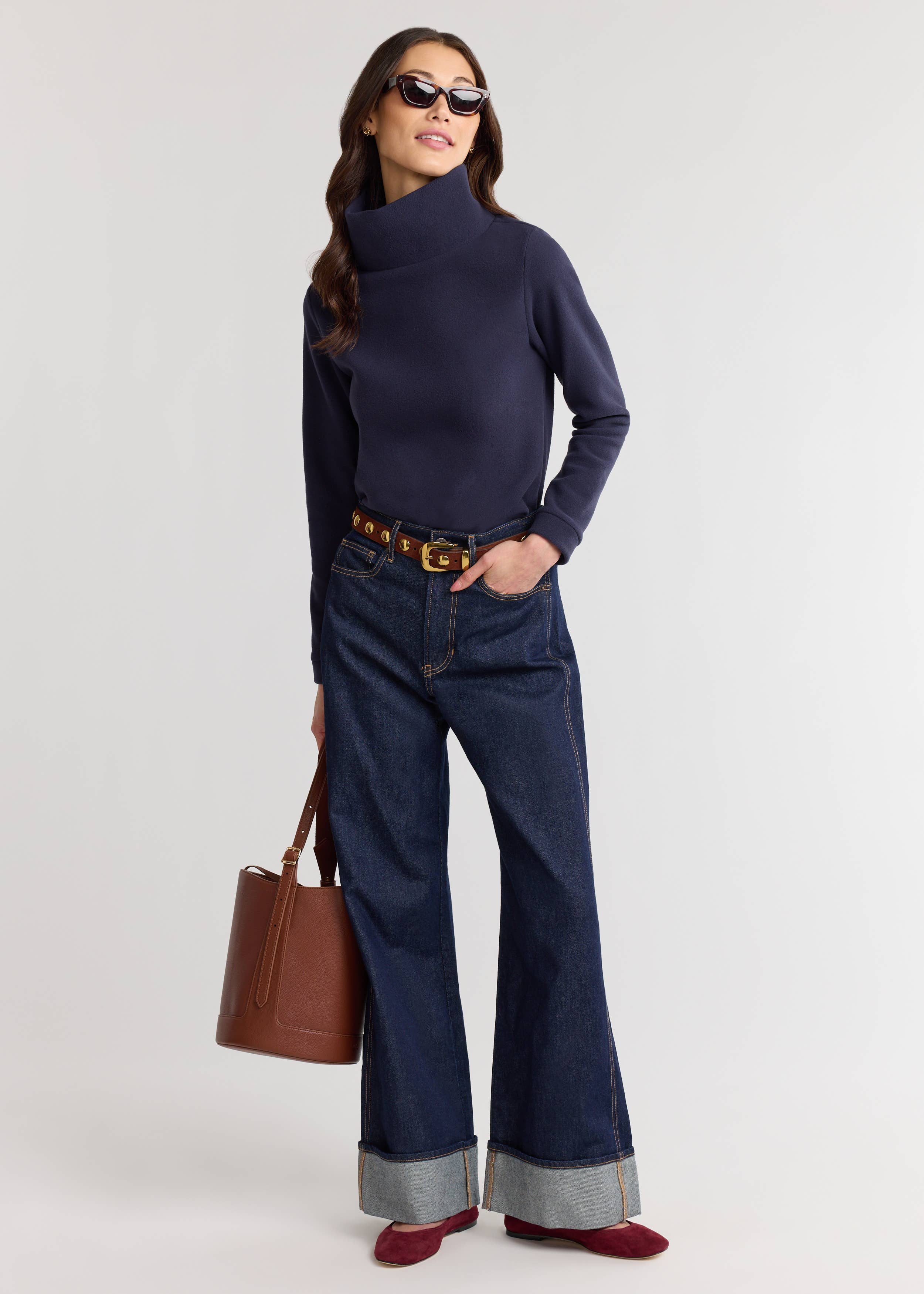 Dudley Stephens - Wholesale Knit Top - Women's - Park Slope Turtleneck in Vello Fleece (Navy)2