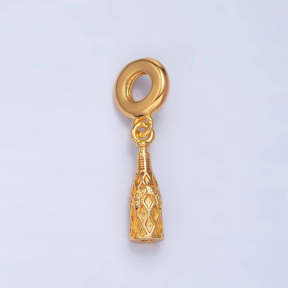 Aim Eternal - Wholesale Individual Charm/Pendant - 24K Gold Filled Wine Alcohol Drink Bottle Drop Rhondelle Bail Pendant | X7820