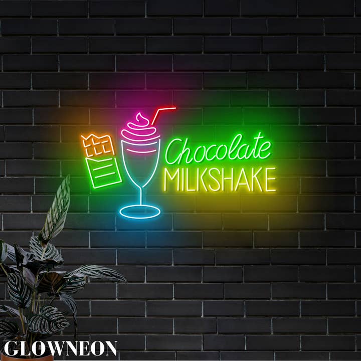 Luz de Pared LED de Batido de Chocolate, Arte de Pared para Tienda de Batidos para venta al por mayor de Glow Neon