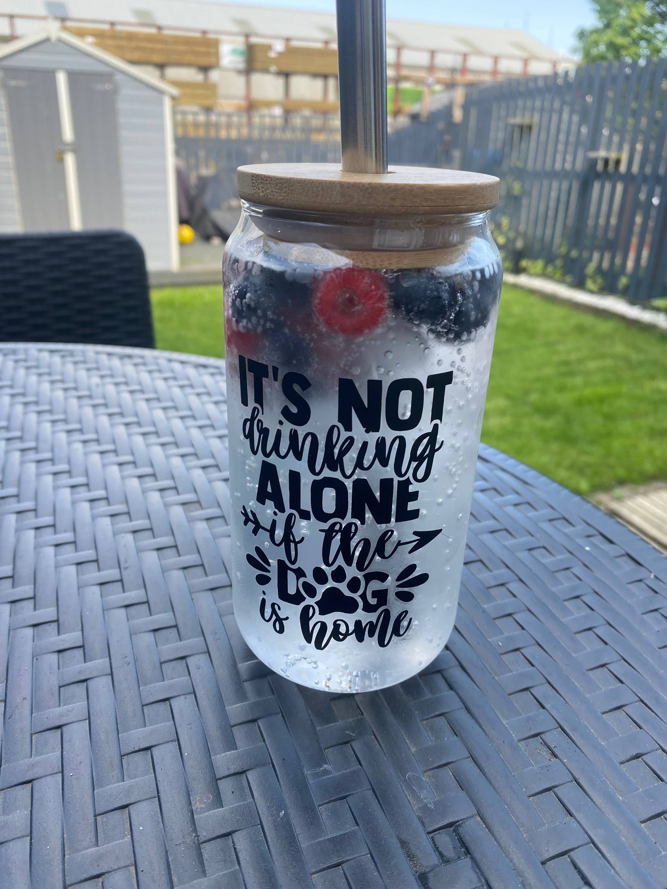 EcoDogDesigns – wholesale Drinking glass/cup – Dog Lovers Drinking Glass With Bamboo Lid & Steel Straw9