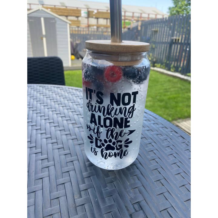 EcoDogDesigns – wholesale Drinking glass/cup – Dog Lovers Drinking Glass With Bamboo Lid & Steel Straw9