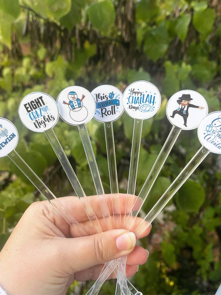 Hannukah Themed Drink Stirrers - Set of 20 Stirrers for wholesale by Stir Crazy Sticks