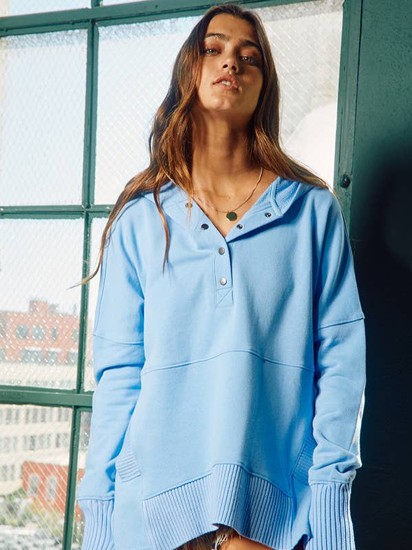BUCKETLIST - Wholesale Hoodie - Women's - IT1160B French Terry Oversized Solid Hoodie Top