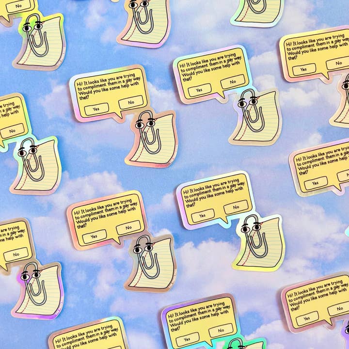 The Peach Fuzz - Wholesale Sticker - Gay Clippy Holographic Sticker4