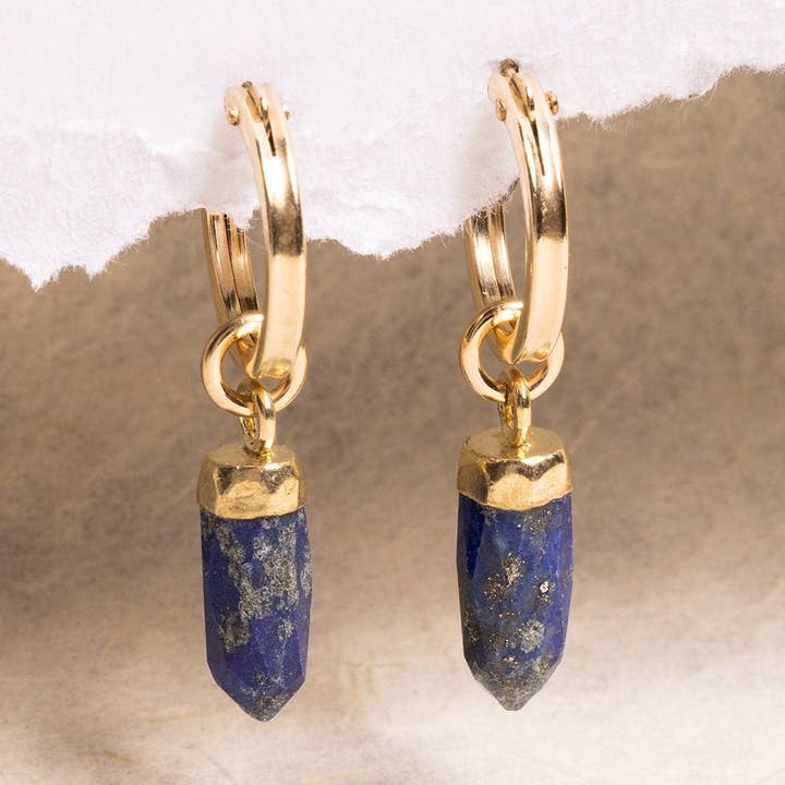 Lapis Lazuli Gold Spike Earrings for wholesale by Soul & Little Rose