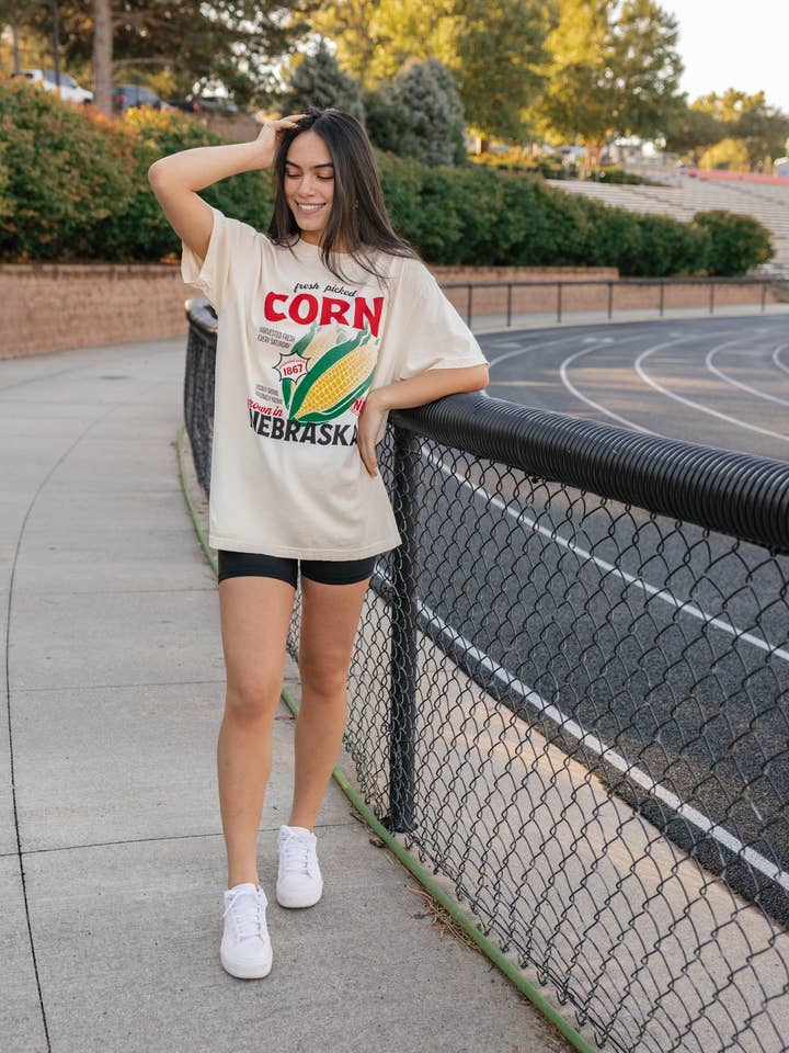 Ivory Nebraska Corn Tee for wholesale on Faire3