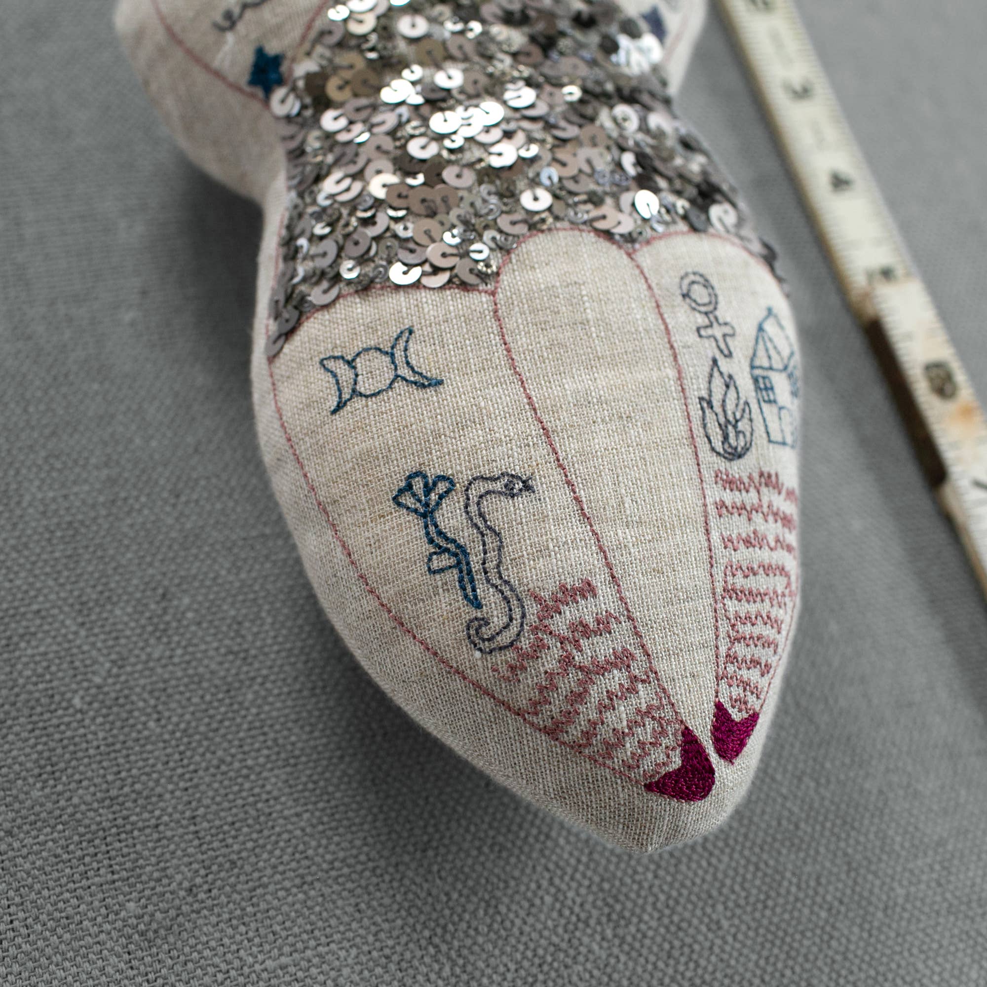 Skippy Cotton - Wholesale Decorative Tabletop Object - Tattooed Strong Lady - Cotton-Filled Art Doll, Embroidered3