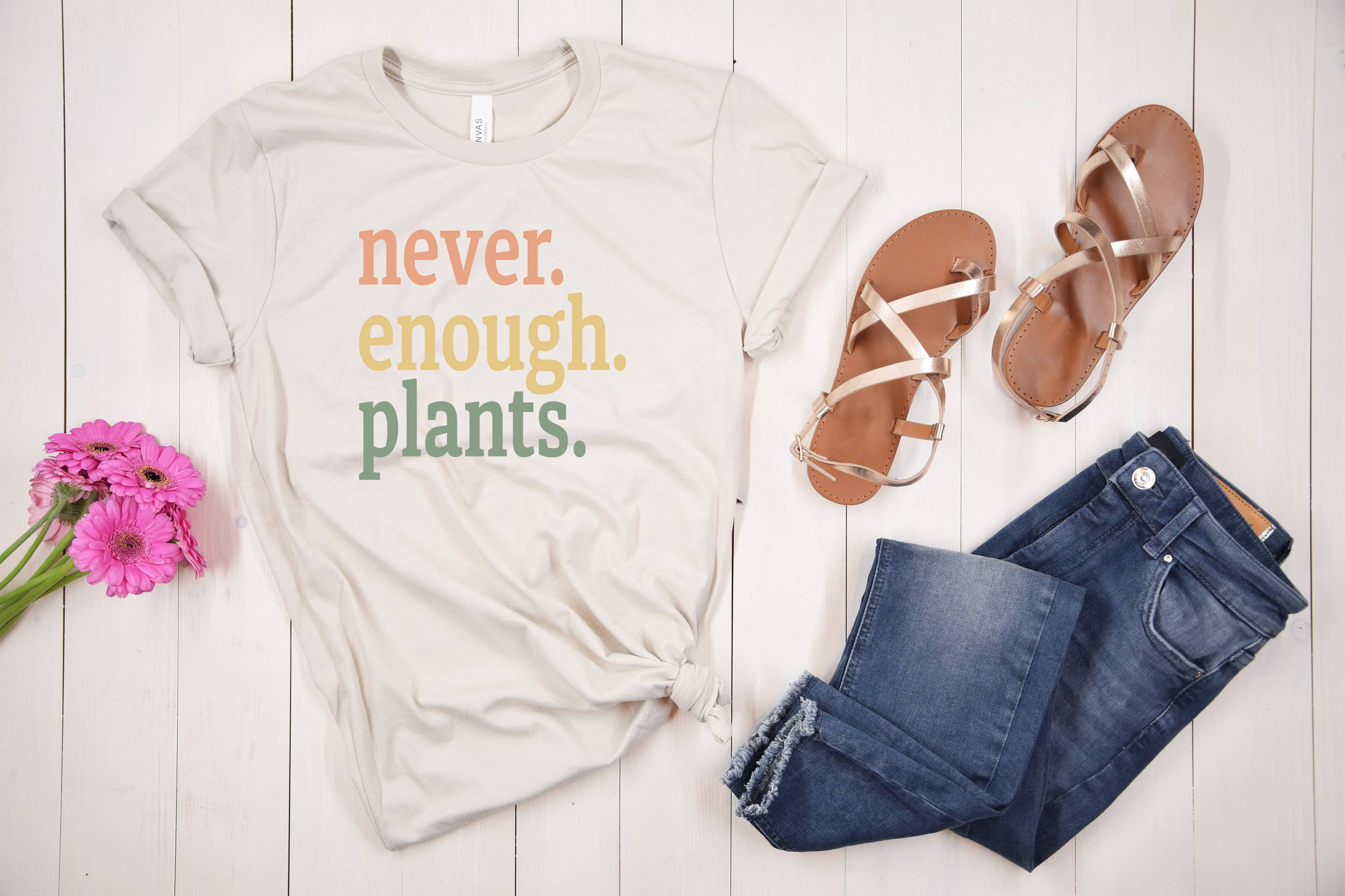 One Nine - Wholesale T-shirt met print - Dames - Nooit, genoeg, planten -Bella2