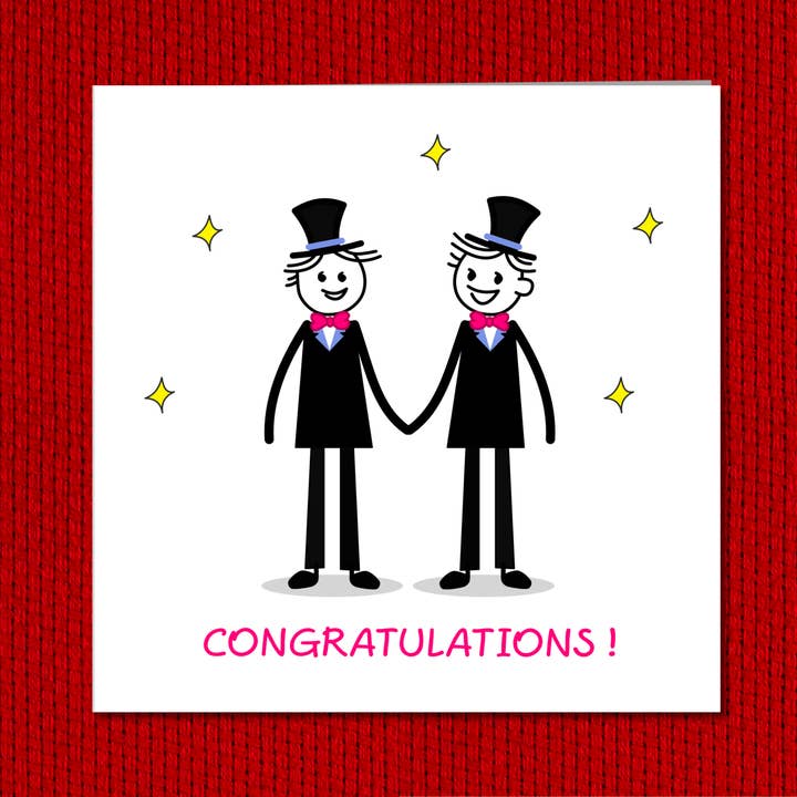 Swizzoo Cards - Wholesale Trouwkaartje - LGBT Gay Engagement Wedding Card van hetzelfde geslacht, bruidegom, partners - Gefeliciteerd, trouwkaart van hetzelfde geslacht - Leuke brutale mannelijke mannen met de hand getekend