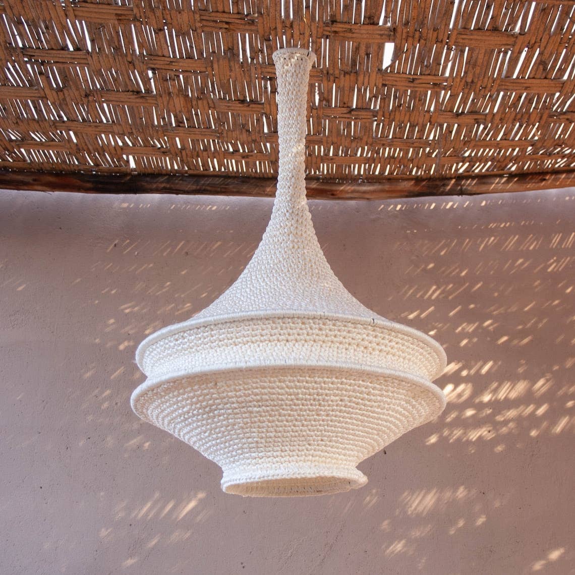 martitec - Vente Lustre/Suspension - Lampe crochetée moderne | Suspension lumineuse bohème | Abat-jour rustique11