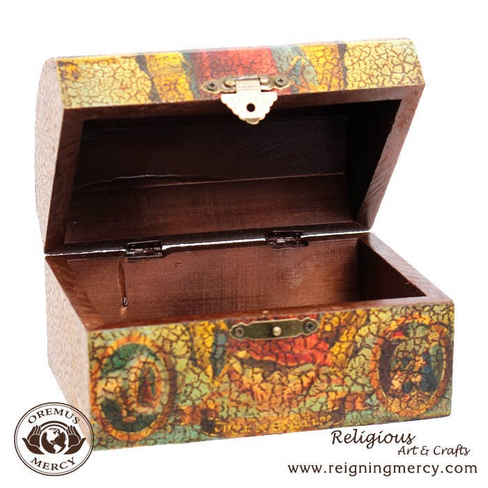Oremus Mercy – Großhandel Dekoschachteln – Unsere Liebe Frau von Guadalupe Retablos Rosenkranz-Aufbewahrungsbox 6"1