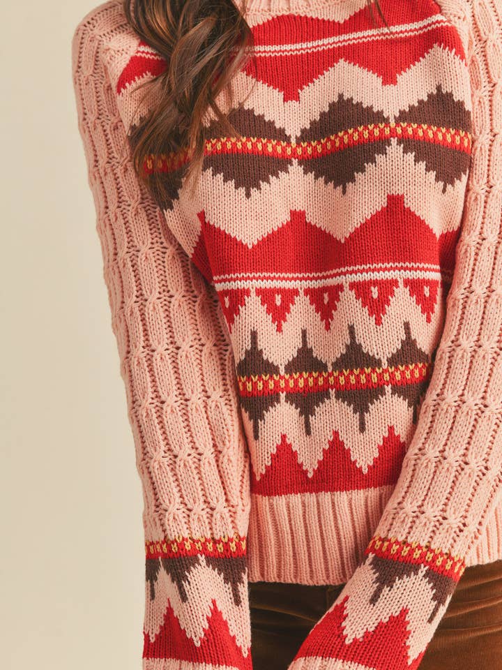 &MERCI - Wholesale Knit Sweater - Women's - FAIR ISLE TURTLENECK SWEATER MSW101777