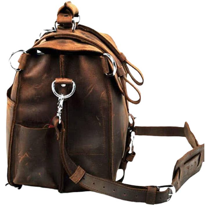 Tuzech Leather – wholesale Messenger Bag - Herr – Herrarnas retro portfölj i fullnarvsläder 16'' axelväska för bärbar dator (2019 års version)