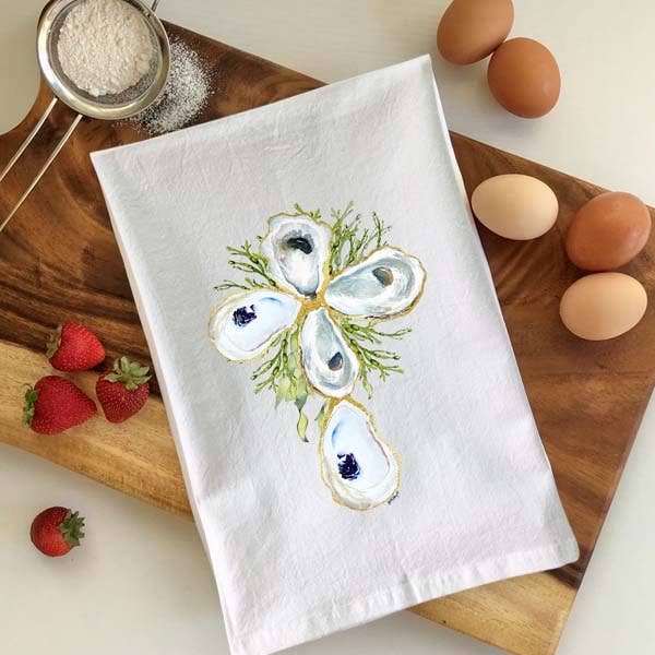 B McVan Designs - Wholesale Tea Towel - Oyster Cross Flour Sack Towel0