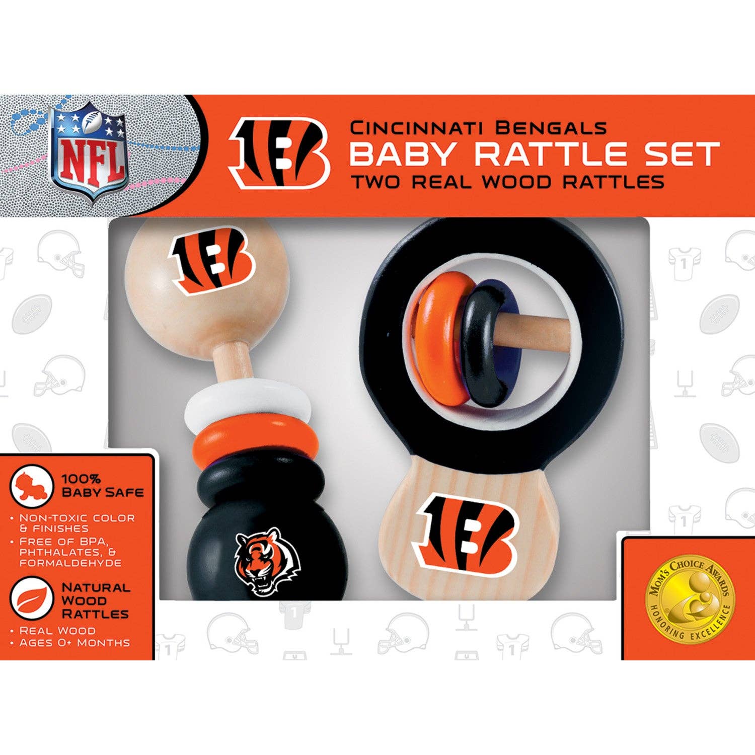 Masterpieces Puzzles - Vente Hochet mobile – bébé - Bengals de Cincinnati - Paquet de 2 hochets pour bébés1