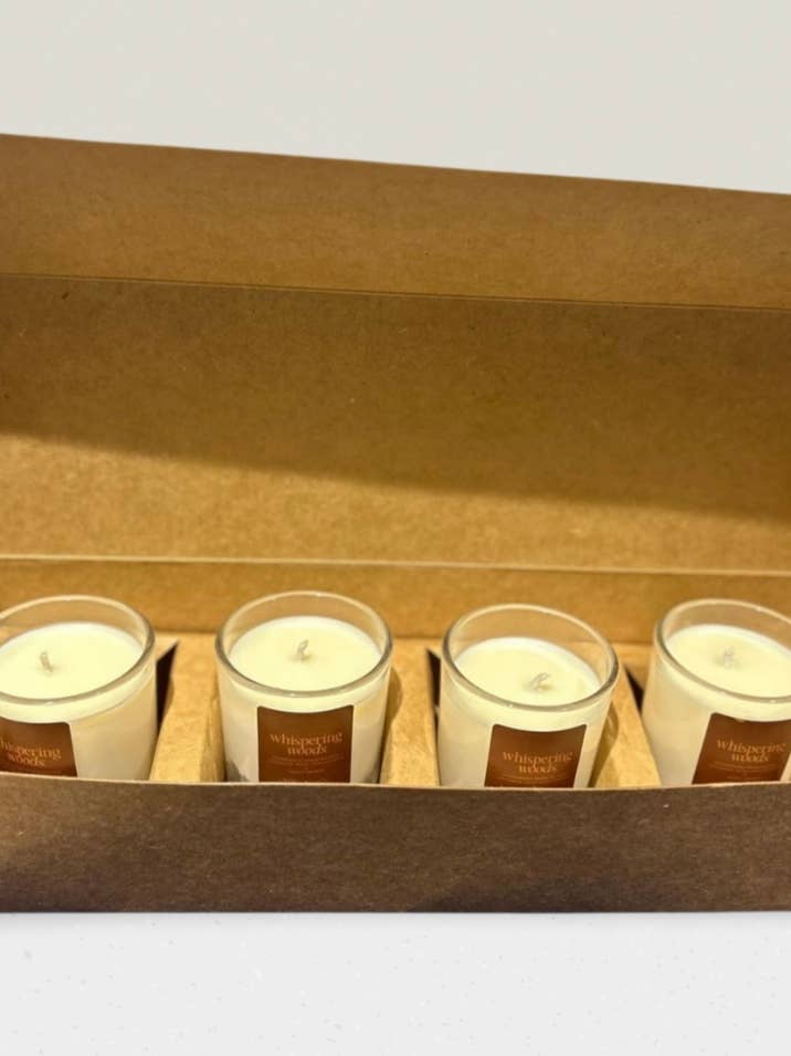 Whispering Woods Mini Candle Set — 4 x Natural Travel-Size
for wholesale by César & Cruz