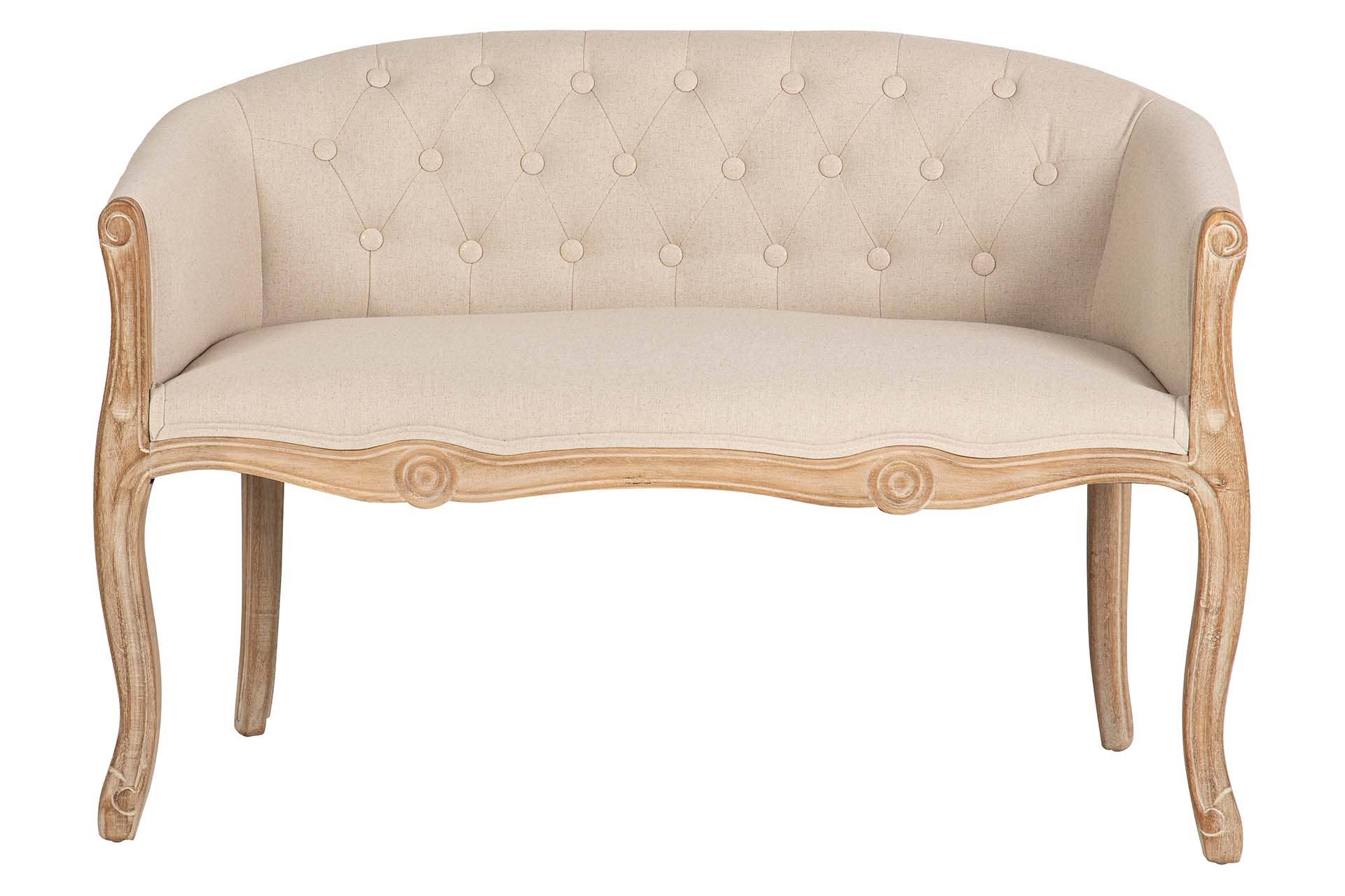 Garpe Interiores - Wholesale Sofa - Double Linen Sofa with Button Tufting and Wooden Legs 107x61x71cm