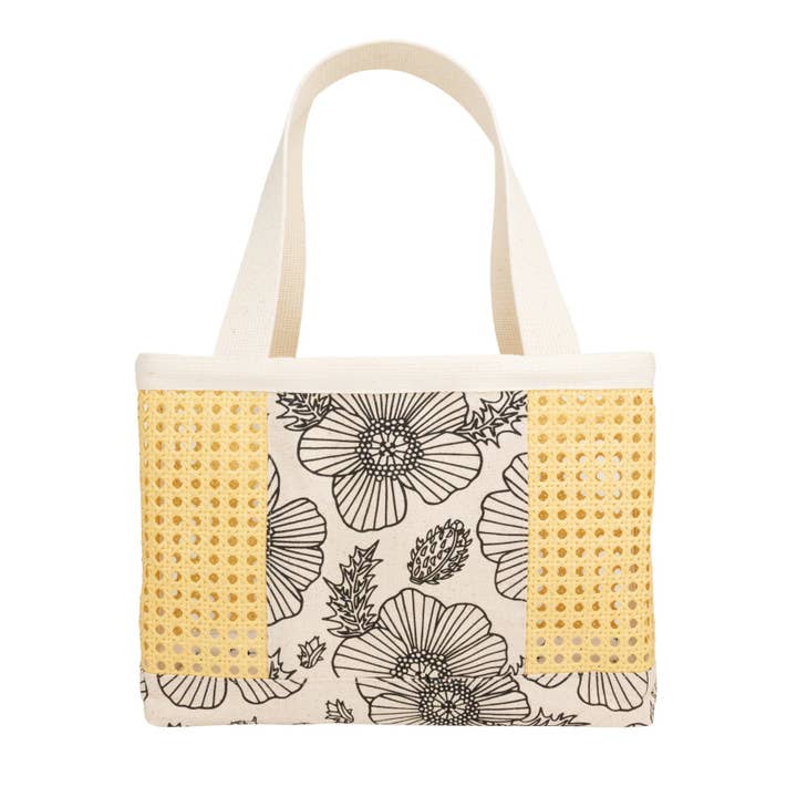 Peekaboo Tote • Pua Kala • Nero su Tessuto Naturale per la vendita all'ingrosso da parte di Jana Lam