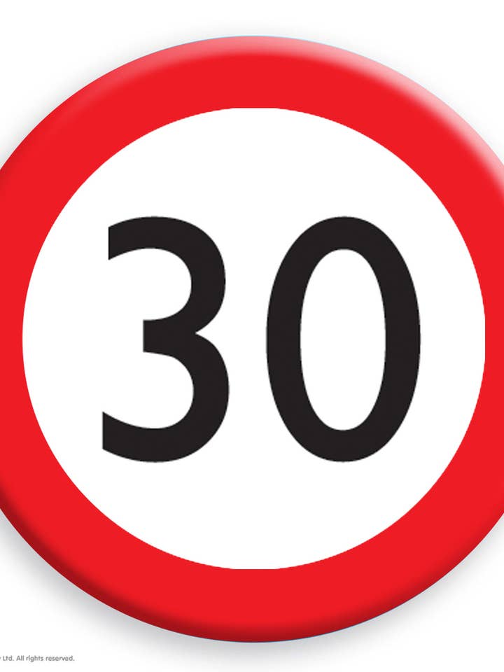 Funny Metal Pin - 30th Warning Birthday Badge for wholesale by Brainbox Candy