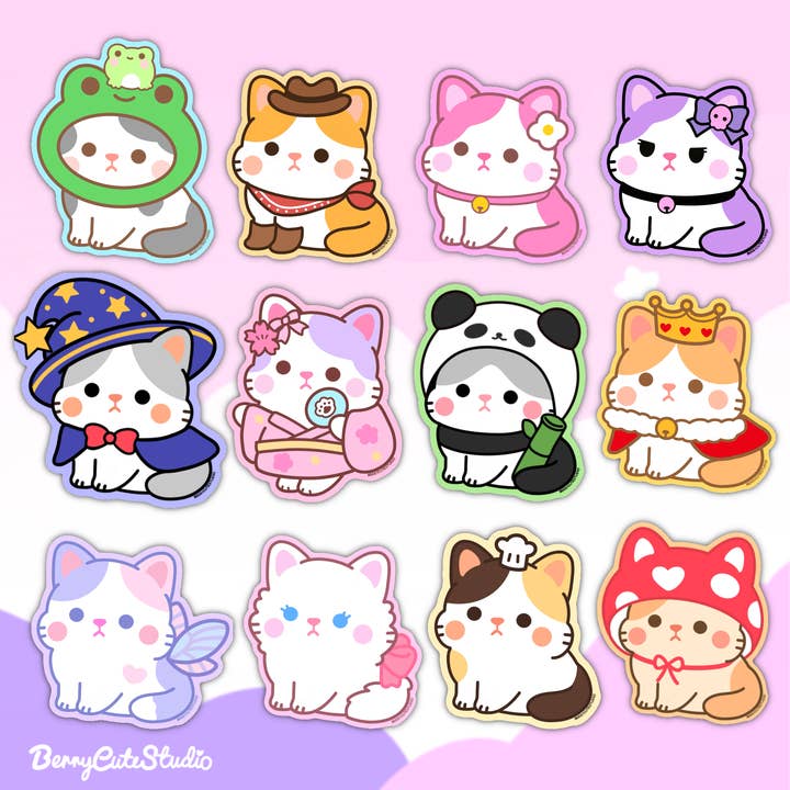Autocollants en vinyle pour chats pour la vente par BerryCuteStudio