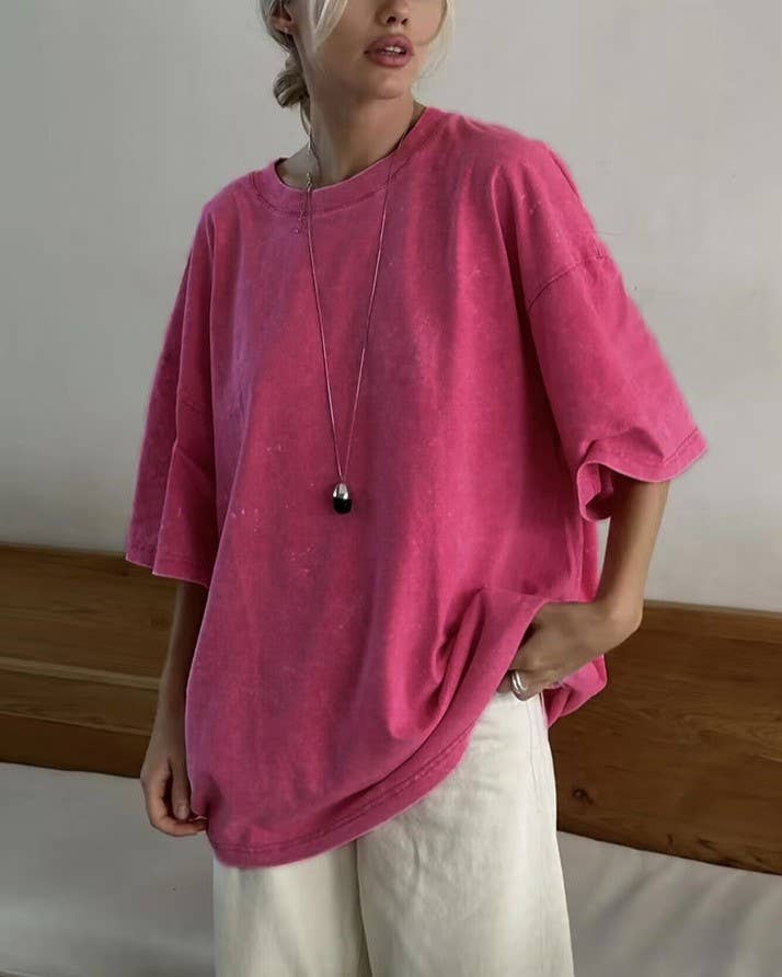 Rosa Clothing - Wholesale T-Shirt - Women's - Washed Distressed Crewneck Brushed T-Shirt9