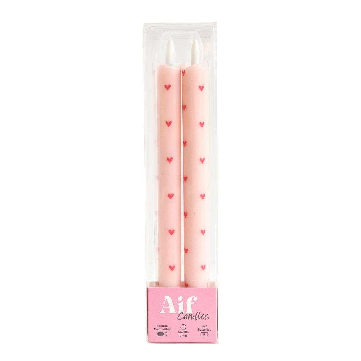 Aifcandles - Wholesale Flameless Candle - LED Pillar Candle Hearts Pink RC - Set of 21
