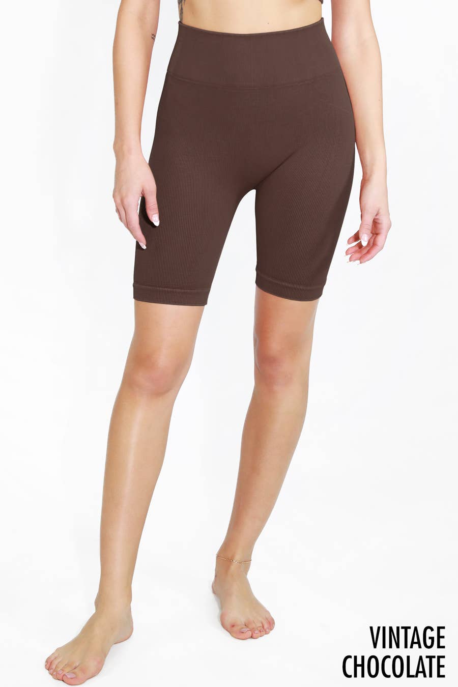 NIKIBIKI - Wholesale Athletic Shorts - Women's - NB8055 - Vintage Ribbed Highwaist Biker Shorts7