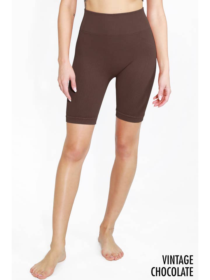 NIKIBIKI - Wholesale Athletic Shorts - Women's - NB8055 - Vintage Ribbed Highwaist Biker Shorts7