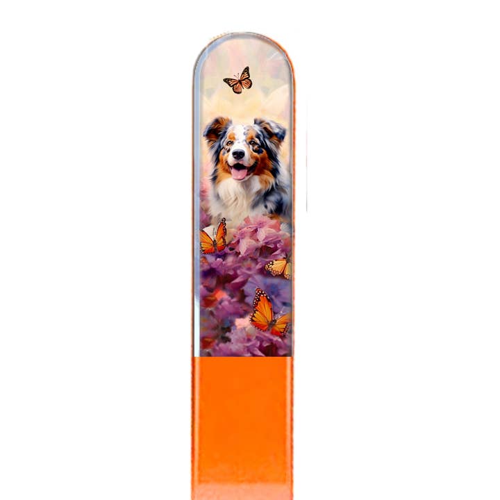 Austrailian Shepard Dog 3D Pet Colored Crystal Nail File for wholesale by Classy Nail Files