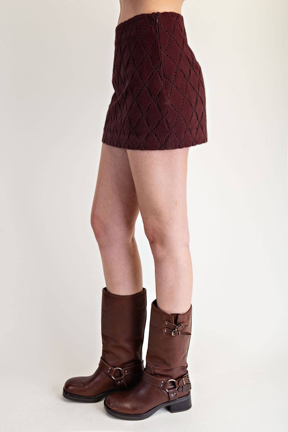 Edit by Nine - Wholesale Skirt - Women's - Patterned Faux Suede Mini Skirt5