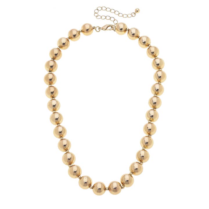 Canvas Style – wholesale Beaded/pearl necklace – Phoebe Ball Bead Necklace in Shiny Gold
