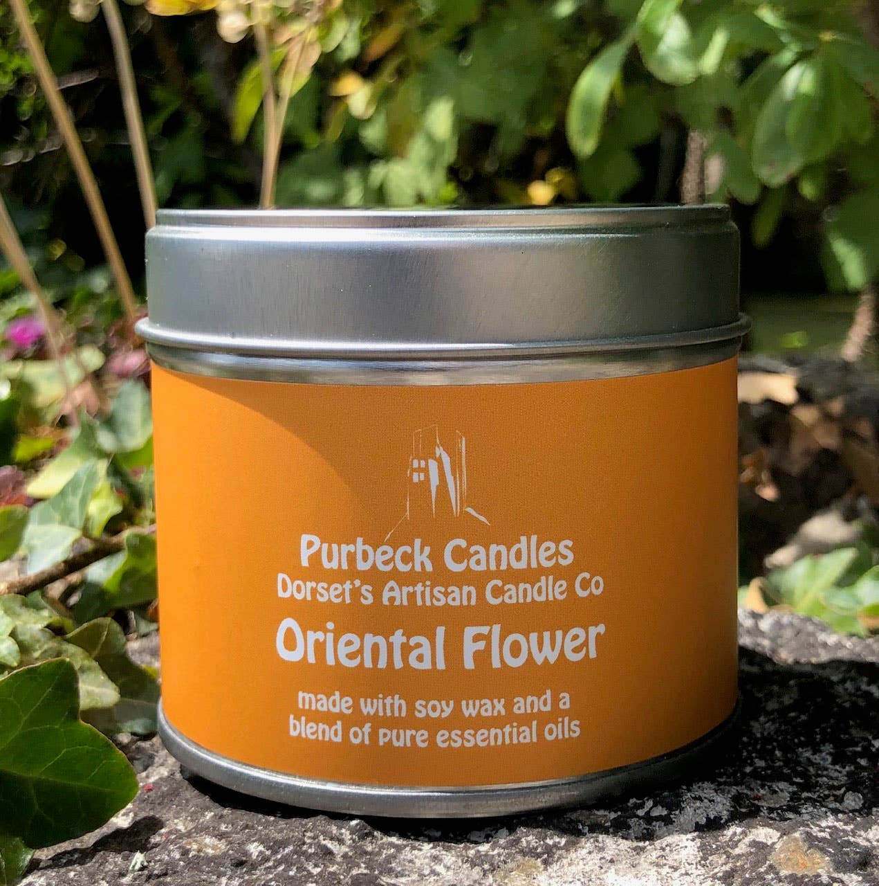 Purbeck Candles – wholesale Travel candles – Signature Range Candle in a Tin - Oriental Flower1