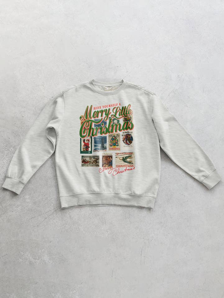 The Clandestine Underground - Wholesale Graphic Sweatshirt - Unisex - Have a Merry Christmas, Stamps Oversized 90's Sweatshirt