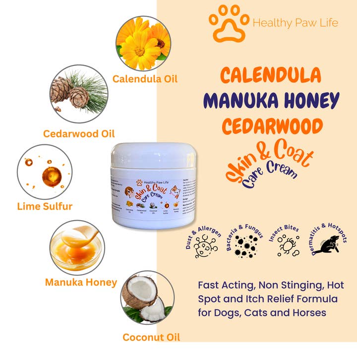 Healthy Paw Life - Wholesale Pet balm – Dog - Calendula Manuka Honey & Cedarwood - Skin & Coat Care Cream3