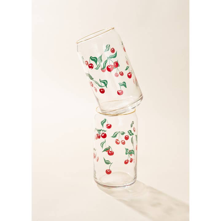 One & Only Paper - Wholesale Drinking Glass/Cup - Cherry Scatter 16 Oz Soda Can Glass