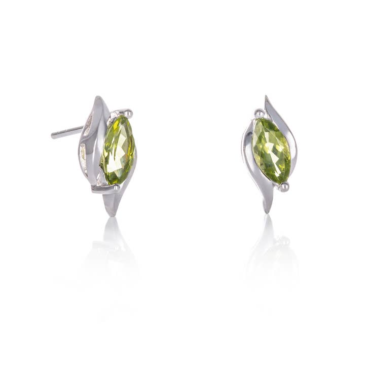 925 Sterling Silver Peridot Marquise Stud Earrings for wholesale by Namana