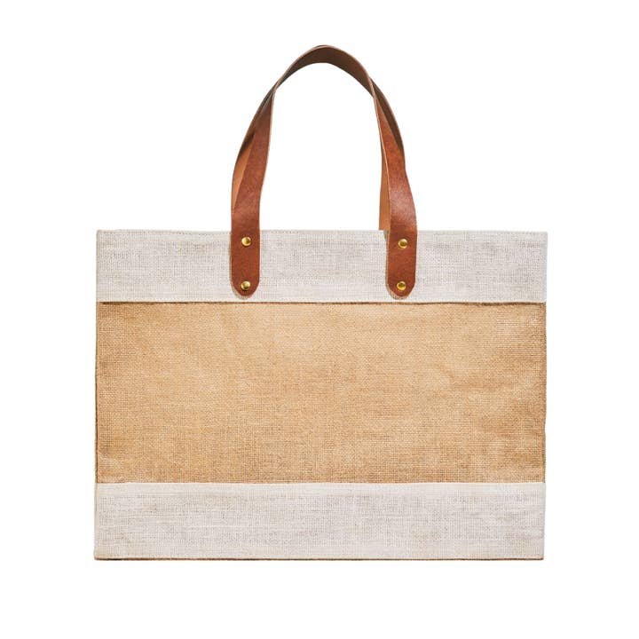 Out of the Woods® by KeepCool Bags - Wholesale Tote Bag - Women's - Jute Reusable Market Tote - Cream White SMALL CASE PACKS