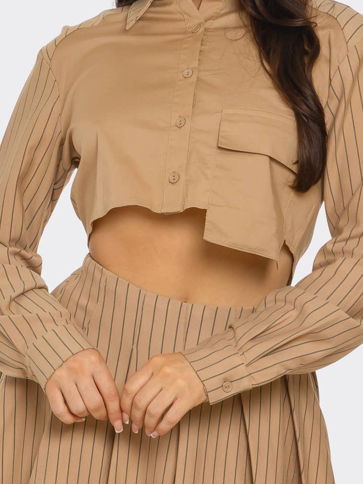 Julia by LoveJ - Wholesale Top & Skirt Set - Women's - Oversized Out Pocket Shirts Top And Skirt Set  14